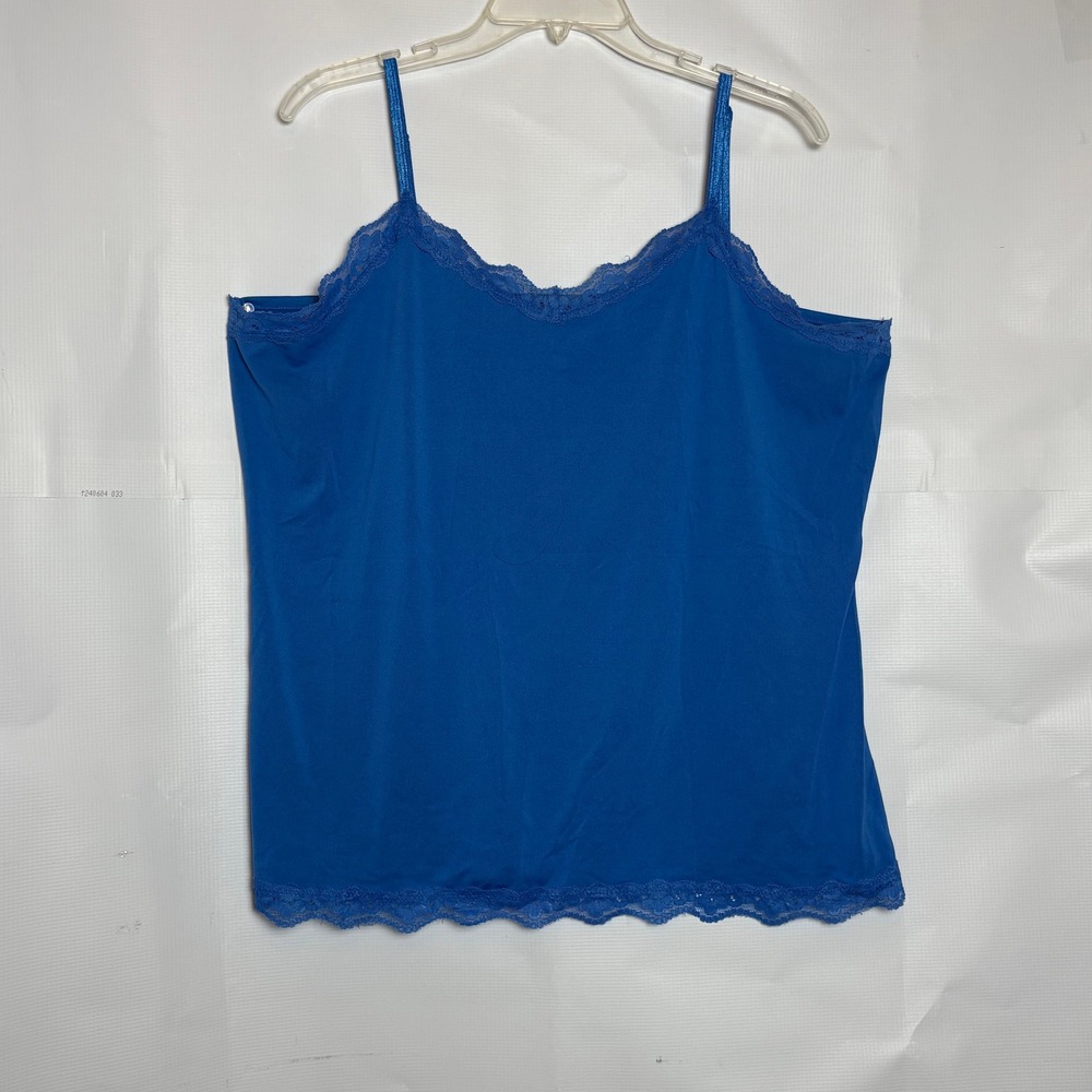 Vtg‎ Y2K Fashion Bug Womens 1X Blue Lace Trim Cami Tank Top Adjustable Straps